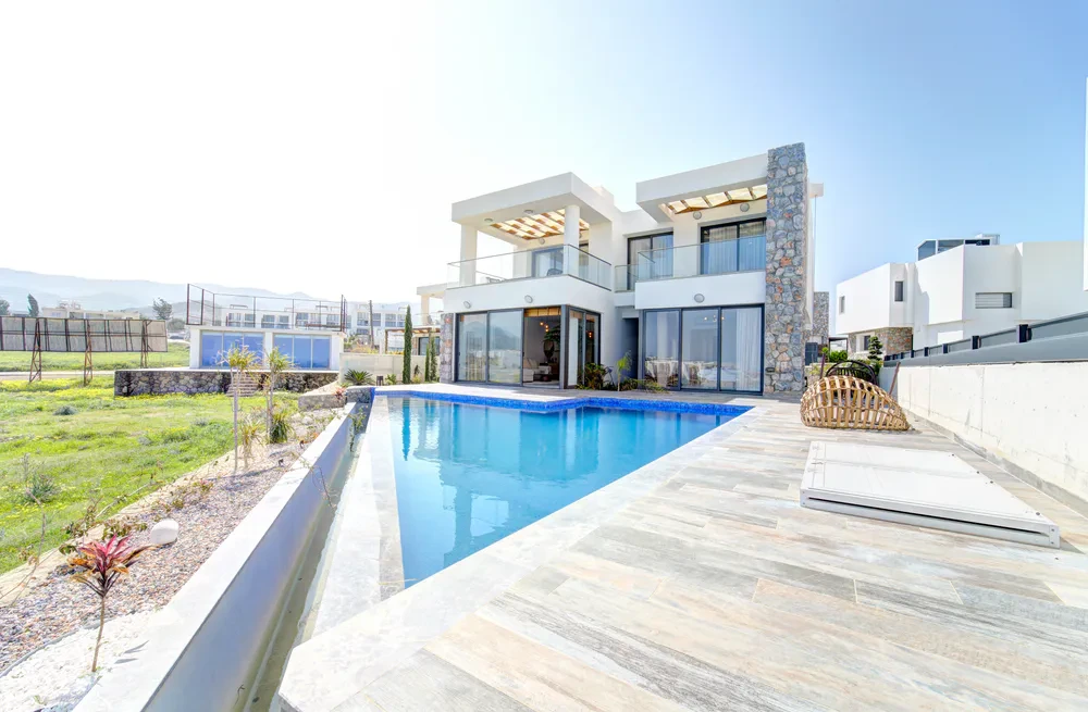 Mediterranean Wellness Villa exterior and pool in Bahçeli