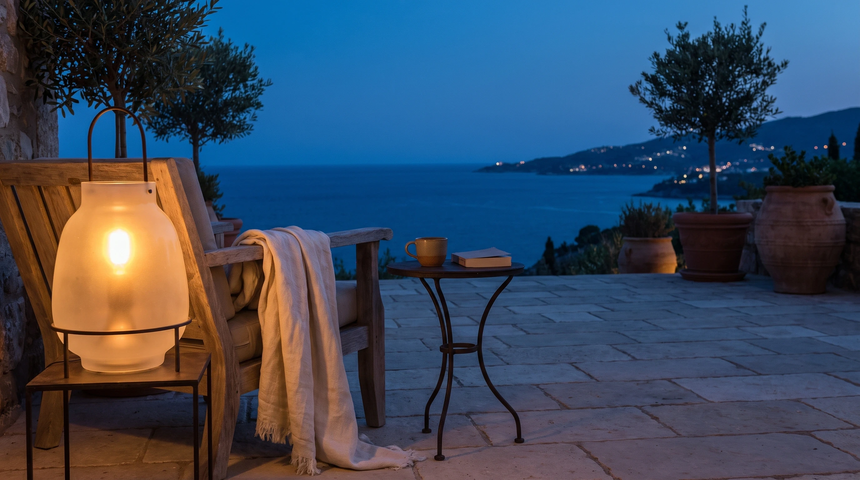 Evening terrace overlooking the Northern Cyprus coast